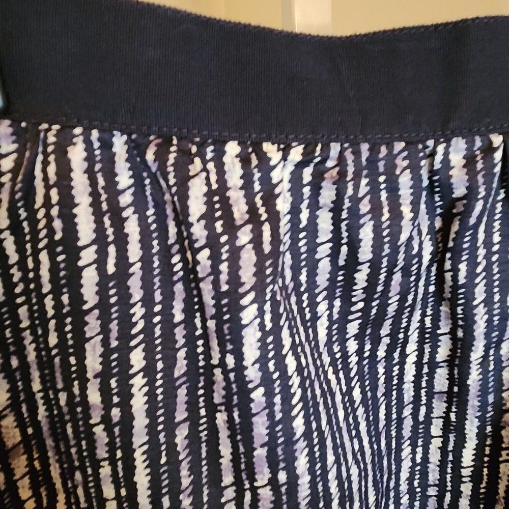 Loft Navy Blue Striped Pattern Skirt - Picture 5 of 9